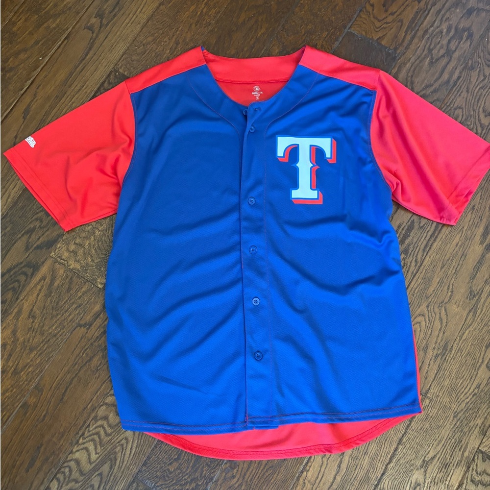 Stitches Texas Rangers Blue and Red Baseball Jersey